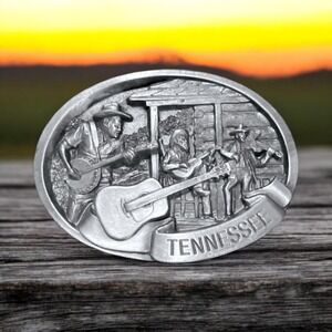 1986 C+J Inc CJ Cast Belt Buckle Made in USA No 1143 Tennessee Country Music